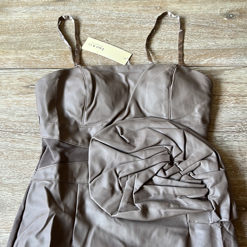 Lucy Faux Leather Spaghetti Strap Bodycon Mini Dress - Picture 3 of 10